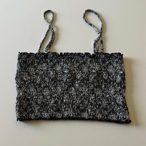 Forever 21 Black and Gray Textured Crop Top smocked